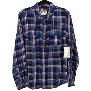 Marmot NEW Men's Small Bayview Flannel‎ Button Shirt Midweight Plaid Arctic Navy